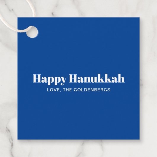 Gelukkige Chanoeka blauw wit moderne strepen op ma Bedankjes Labels (Voorkant)