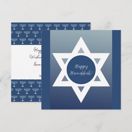 Gelukkige Chanoeka Blauwe Groeten Kaart (Voorkant / Achterkant)