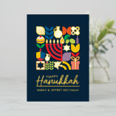 Gelukkige Chanoeka/Chanoeka Joodse Groet Folie Folie Feestdagenkaart (Staand Voorkant)