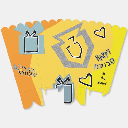 Gelukkige Chanoeka Dancing Dreidels Bedankdoosjes (Ongevouwen)