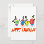 Gelukkige Chanoeka Dancing Dreidels Feestdagenkaart (Voorkant / Achterkant)
