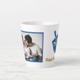 Gelukkige Chanoeka Dreidel en Foto Latte Mok