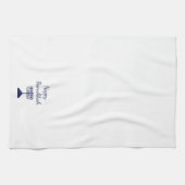 Gelukkige Chanoeka eenvoudige blauwe menorah Theedoek (Horizontaal)