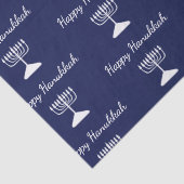 Gelukkige Chanoeka eenvoudige Menorah patroon blau Tissuepapier (Detail)