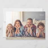 Gelukkige Chanoeka eenvoudige moderne chique famil Feestdagenkaart (Voorkant)