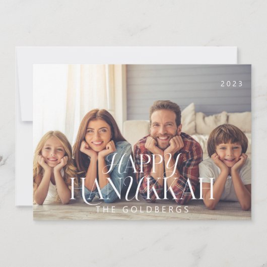 Gelukkige Chanoeka eenvoudige moderne chique famil Feestdagenkaart (Voorkant)