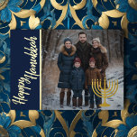 Gelukkige Chanoeka en uw foto Menorah Folie Feestdagenkaart<br><div class="desc">Gelukkige Chanoeka en uw foto Menorah</div>