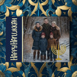 Gelukkige Chanoeka en uw foto Menorah Folie Feestdagenkaart<br><div class="desc">Gelukkige Chanoeka en uw foto Menorah</div>