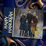 Gelukkige Chanoeka en uw foto Menorah Folie Feestdagenkaart<br><div class="desc">Gelukkige Chanoeka en uw foto Menorah</div>