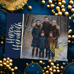 Gelukkige Chanoeka en uw foto Menorah Folie Feestdagenkaart<br><div class="desc">Gelukkige Chanoeka en uw foto Menorah</div>