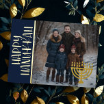Gelukkige Chanoeka en uw foto Menorah Folie Feestdagenkaart<br><div class="desc">Gelukkige Chanoeka en uw foto Menorah</div>