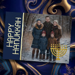 Gelukkige Chanoeka en uw foto Menorah Folie Feestdagenkaart<br><div class="desc">Gelukkige Chanoeka en uw foto Menorah</div>