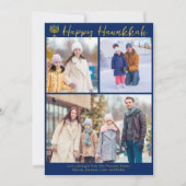 Gelukkige Chanoeka familie 3 foto collage Modern B Feestdagenkaart (Voorkant)