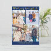 Gelukkige Chanoeka familie 3 foto collage Modern B Feestdagenkaart (Staand voorkant)
