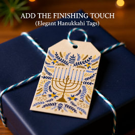 Gelukkige Chanoeka Feestelijke Menorah Gift Labels Cadeaulabel