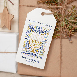 Gelukkige Chanoeka feestelijke Waterverf Menorah F Cadeaulabel