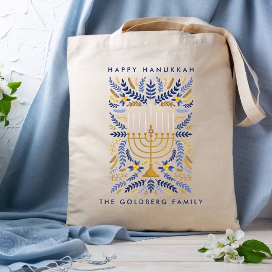 Gelukkige Chanoeka feestelijke Waterverf Menorah F Tote Bag
