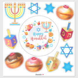 Gelukkige Chanoeka Festival feestdag symbolen Sticker