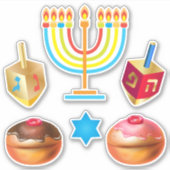 Gelukkige Chanoeka Festival feestdag symbolen Sticker (Voorkant)