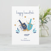 Gelukkige Chanoeka Floral Dreidel Kaart ( (Staand voorkant)