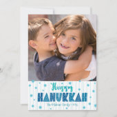 Gelukkige Chanoeka Foto Turquoise Typografie Vet Feestdagenkaart (Voorkant)