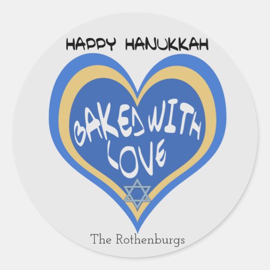 Gelukkige Chanoeka, Gebakken met Liefde Ronde Sticker (Voorkant)