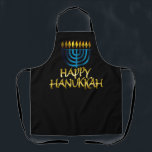 Gelukkige Chanoeka Goud Blauwgroen Menorah Schort<br><div class="desc">Gelukkig Chanoeka Gold Blauwgroen Menorah Schort</div>
