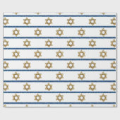 Gelukkige Chanoeka gouden ster van David White Blu Cadeaupapier (Vlak)