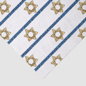 Gelukkige Chanoeka gouden ster van David White Blu Tissuepapier (Detail)