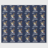 Gelukkige Chanoeka, grappige dabbing eenhoorn Cadeaupapier (Vlak)