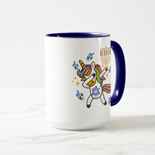 Gelukkige Chanoeka, grappige dabbing eenhoorn Mok (Voorkant rechts)