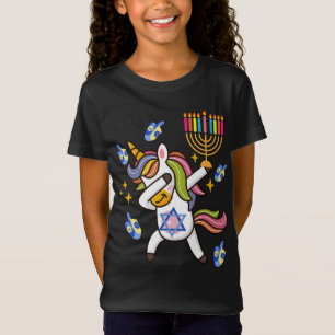 Gelukkige Chanoeka, grappige dabbing eenhoorn T-shirt