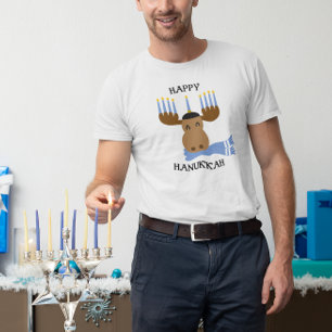 Gelukkige Chanoeka Grappige Moose Menorah T-shirt