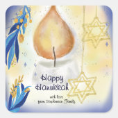 Gelukkige Chanoeka Groet Kaarslicht Ronde Sticker (Voorkant)