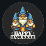 Gelukkige Chanoeka Joodse Chanoeka Jood Hebreeuws Ronde Sticker<br><div class="desc">Gelukkige Chanoeka Joodse Chanoeka Jood Hebreeuws</div>