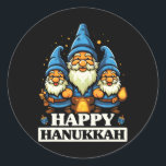 Gelukkige Chanoeka Joodse Chanoeka Jood Hebreeuws Ronde Sticker<br><div class="desc">Gelukkige Chanoeka Joodse Chanoeka Jood Hebreeuws</div>