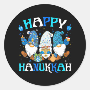 Gelukkige Chanoeka Joodse Gnomen Familie Groep Ronde Sticker