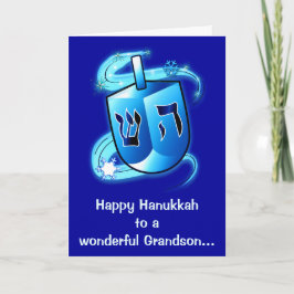 Gelukkige Chanoeka Kleinzoon met Spinning Dreidel Feestdagen Kaart
