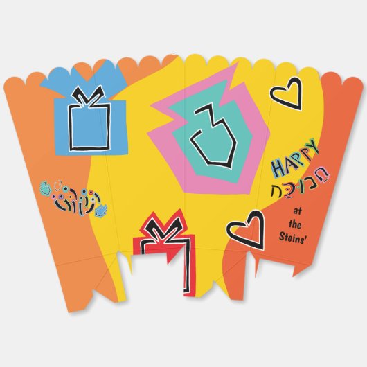 Gelukkige Chanoeka Kleurrijke Dansende Dreidels Bedankdoosjes (Ongevouwen)