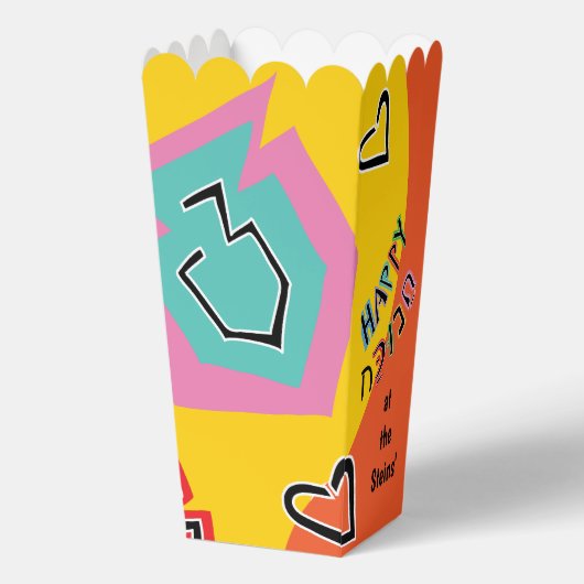 Gelukkige Chanoeka Kleurrijke Dansende Dreidels Bedankdoosjes (Voorkant)