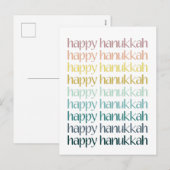 Gelukkige Chanoeka Kleurrijke Elegante Typografie Feestdagenkaart (Voorkant / Achterkant)