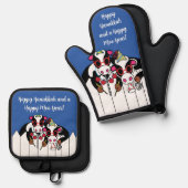 Gelukkige Chanoeka Koeien Ovenwant & Pannenlap Set (Voorkant / Achterkant)