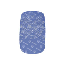 Gelukkige Chanoeka Lichtblauwe Faux Glitter Minx Nail Art