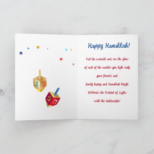 Gelukkige Chanoeka Lichten Joodse Vakantie Goud Kaart (Binnen)