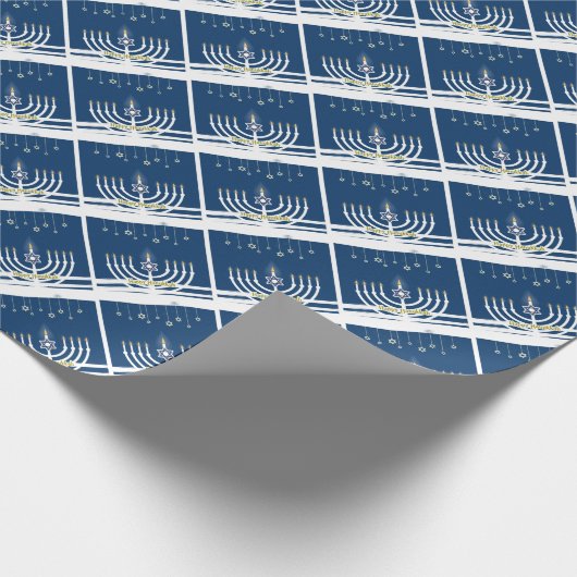 Gelukkige Chanoeka Manora en ster van David Cadeaupapier (Hoek)