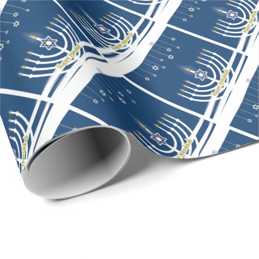 Gelukkige Chanoeka Manora en ster van David Cadeaupapier (Rol Hoek)