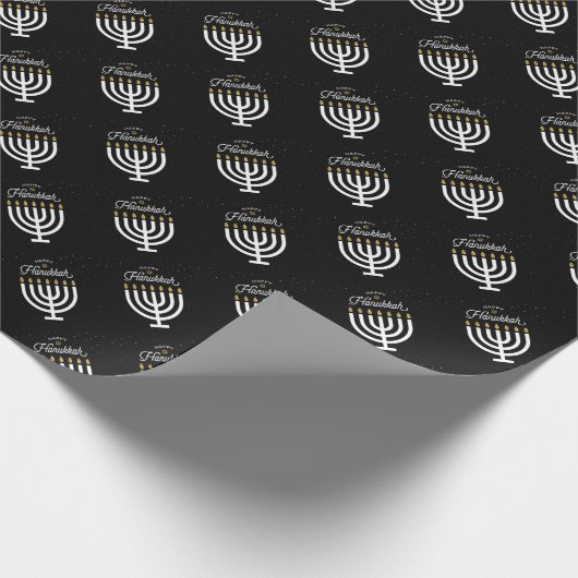 Gelukkige Chanoeka Manora en ster van David Cadeaupapier (Hoek)