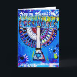 Gelukkige Chanoeka! Menorah Feestdagen Kaart<br><div class="desc">Ontwerp van de Verf van Frank het Original Reverse Glass Acrylic van Jolie. 2011</div>