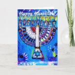 Gelukkige Chanoeka! Menorah Feestdagen Kaart<br><div class="desc">Ontwerp van de Verf van Frank het Original Reverse Glass Acrylic van Jolie. 2011</div>