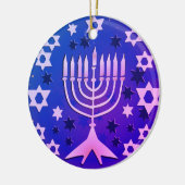 Gelukkige Chanoeka Menorah Flat Keramisch Ornament (Links)